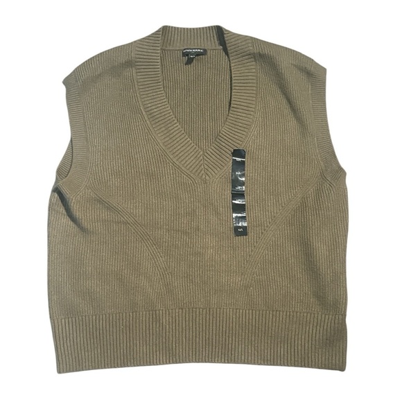 Banana Republic Sweater Vest Ribbed Knit Sleeveless Top M/L‎ Olive Green Men's - Picture 1 of 6